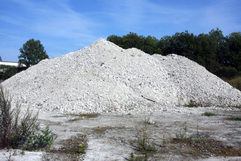 A pile of crushed concrete